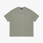 Back view of a plain light green t-shirt on a white background