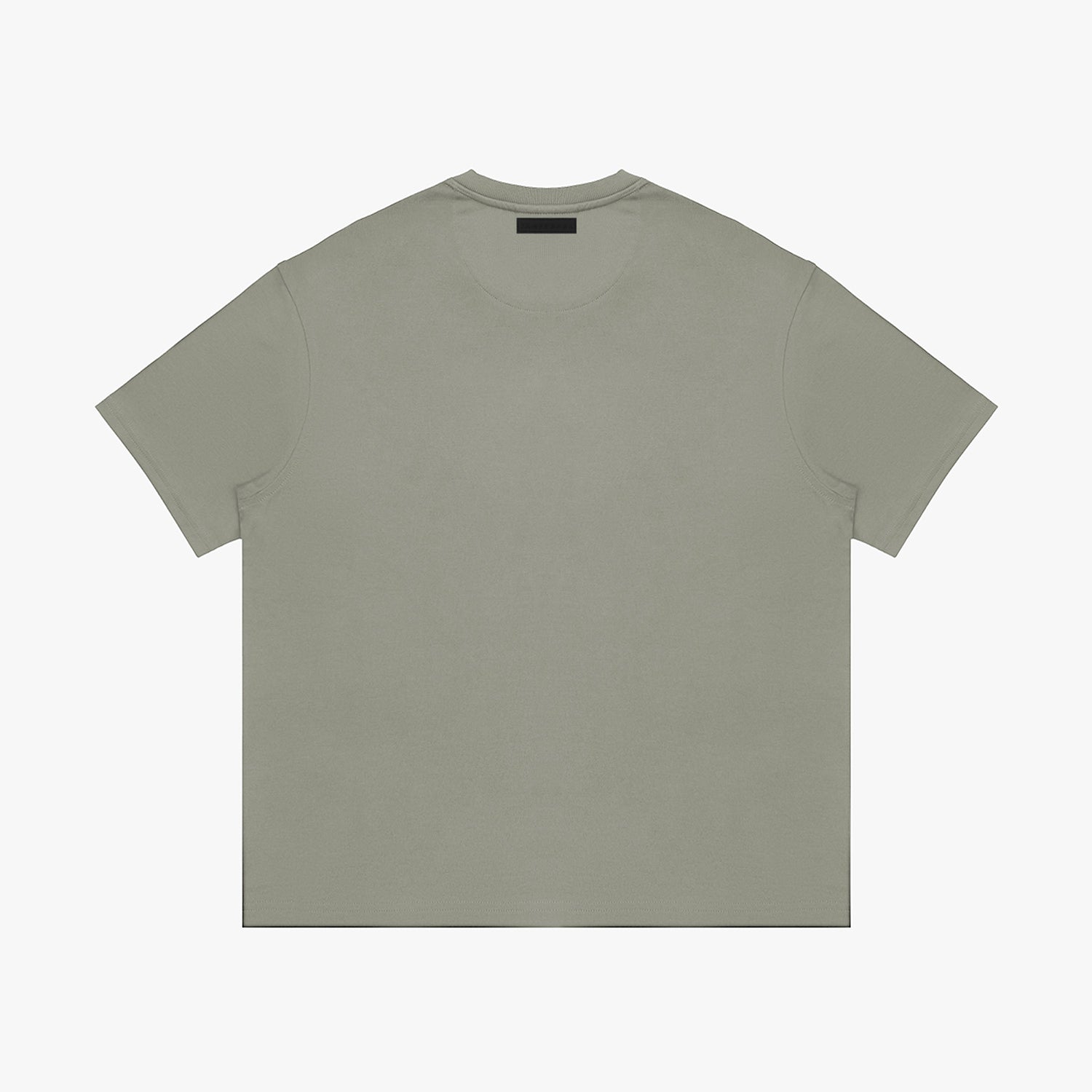 Back view of a plain light green t-shirt on a white background