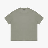 Back view of a plain light green t-shirt on a white background